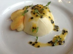 white chocolate and passion fruit panna cotta, with passion fruit madeleines
